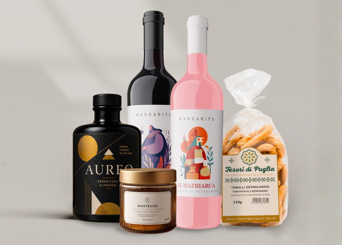 Etichette personalizzate Margarito SRL su bottiglie, vasetti e confezioni
